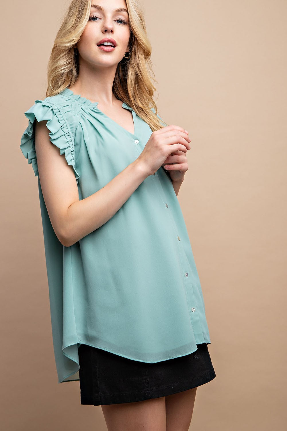 Chiffon Button-Down Top