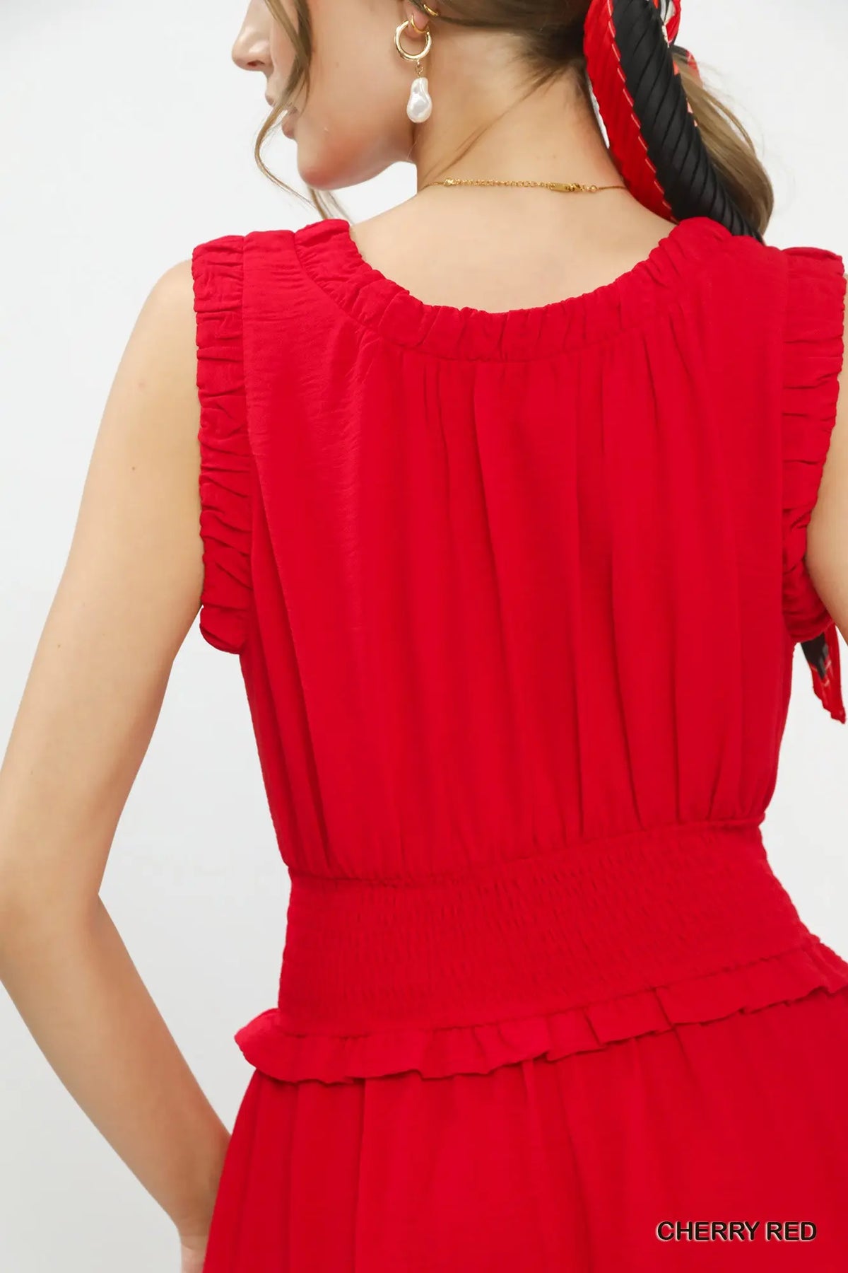 Smocked Waist Tiered Midi Dress