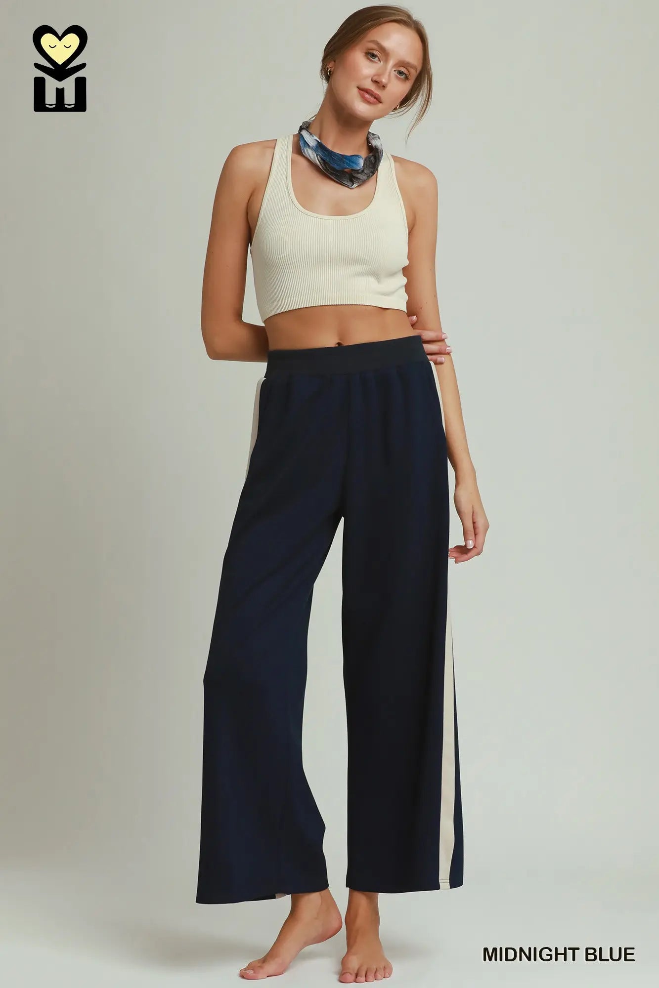 Colorblock Side Stripe Straight Pants 27"