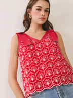 Eyelet Bow Strap Top