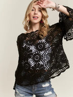 Bell Sleeve Crochet Top Blouse