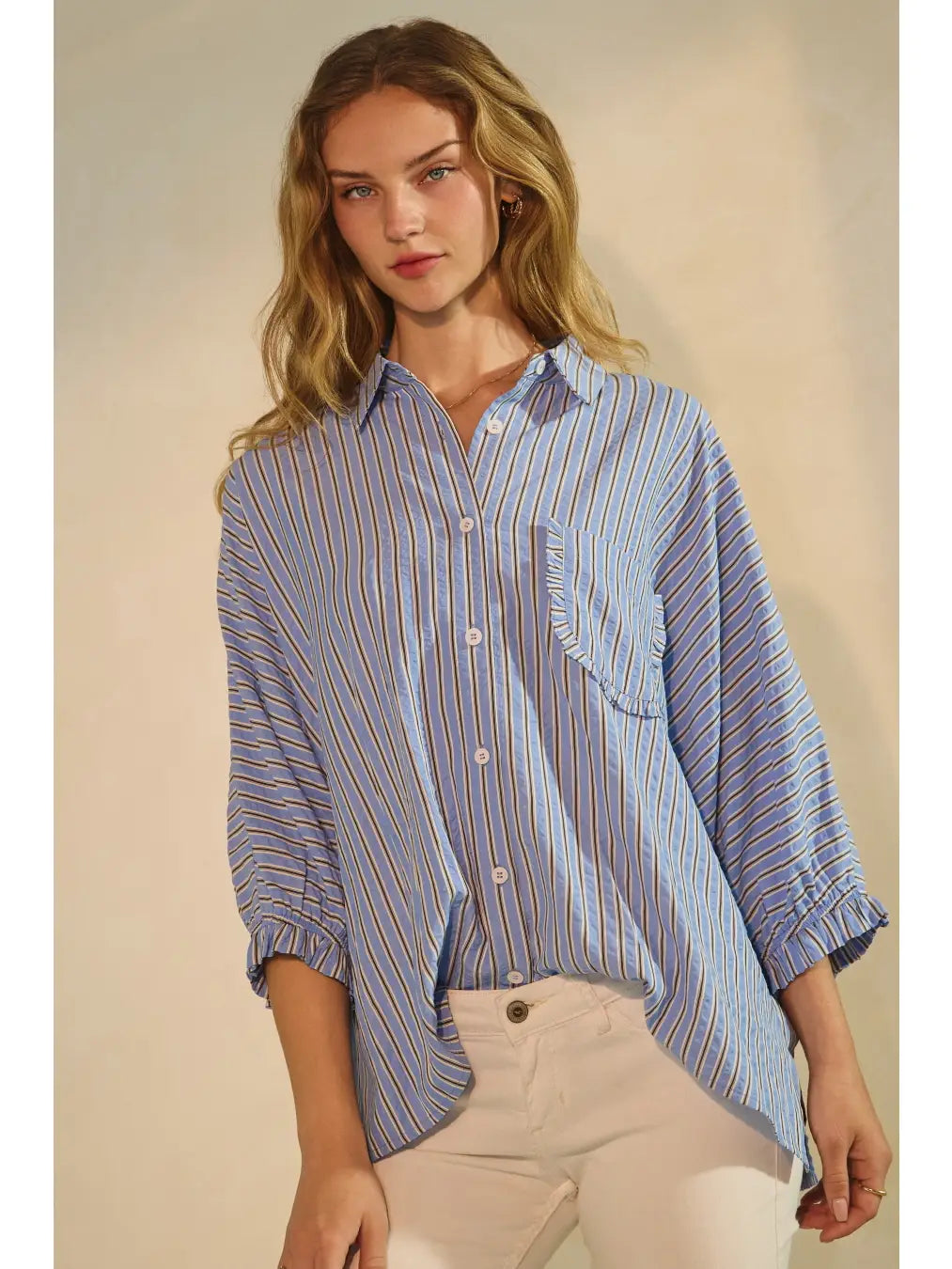 Striped Button Down Oversized Shirt