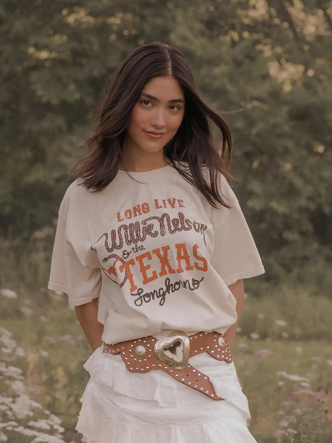 Long Live Willie Nelson & Texas Longhorns Thrifted Tee