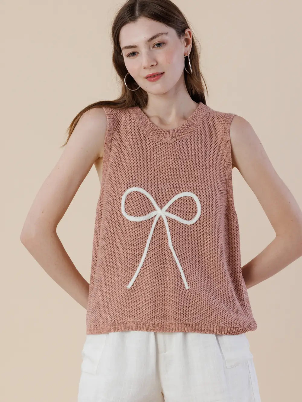 Embroidery Ribbon Knit Sweater Tank