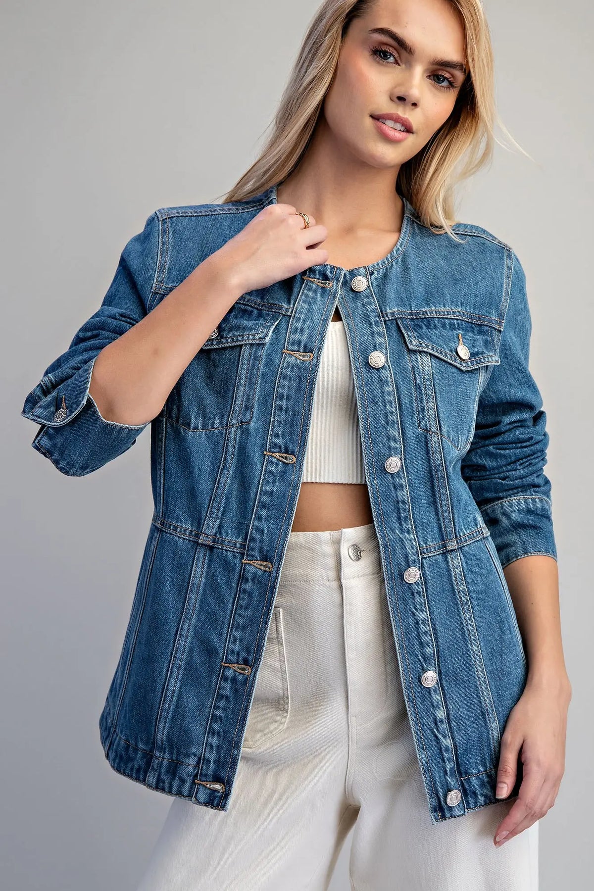 Denim Round Neck Jacket