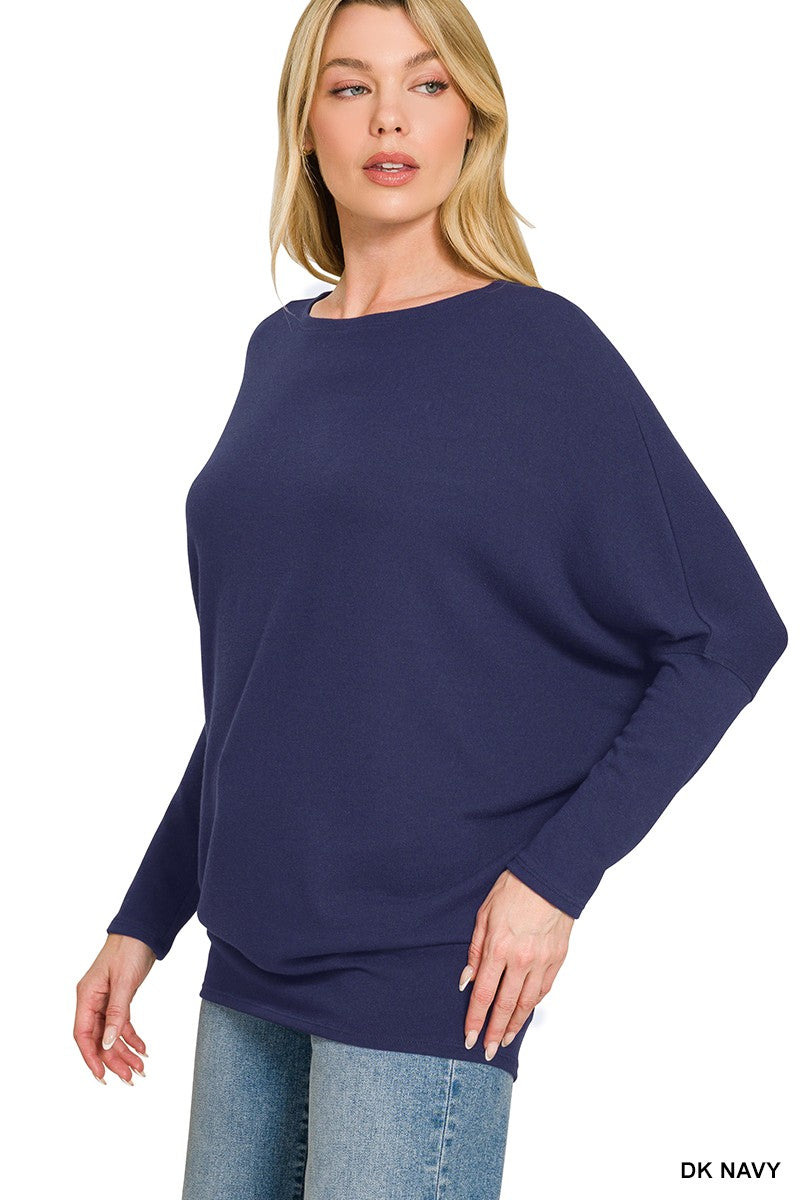 Hacci Dolman Sleeve Boat Neck Top