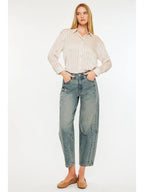 High Rise Slim Barrel Jeans