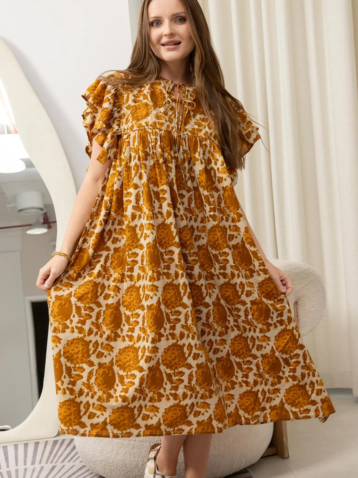 Bohera Beverly Frilled Sleeve Free Form Dress