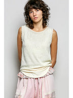 Round Neck Sleeveless Rib Knit Top