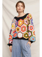 Chunky Oversized Granny Squared Crochet Sweater