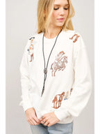 Western Motif Embroidered Graphic Sweatshirt