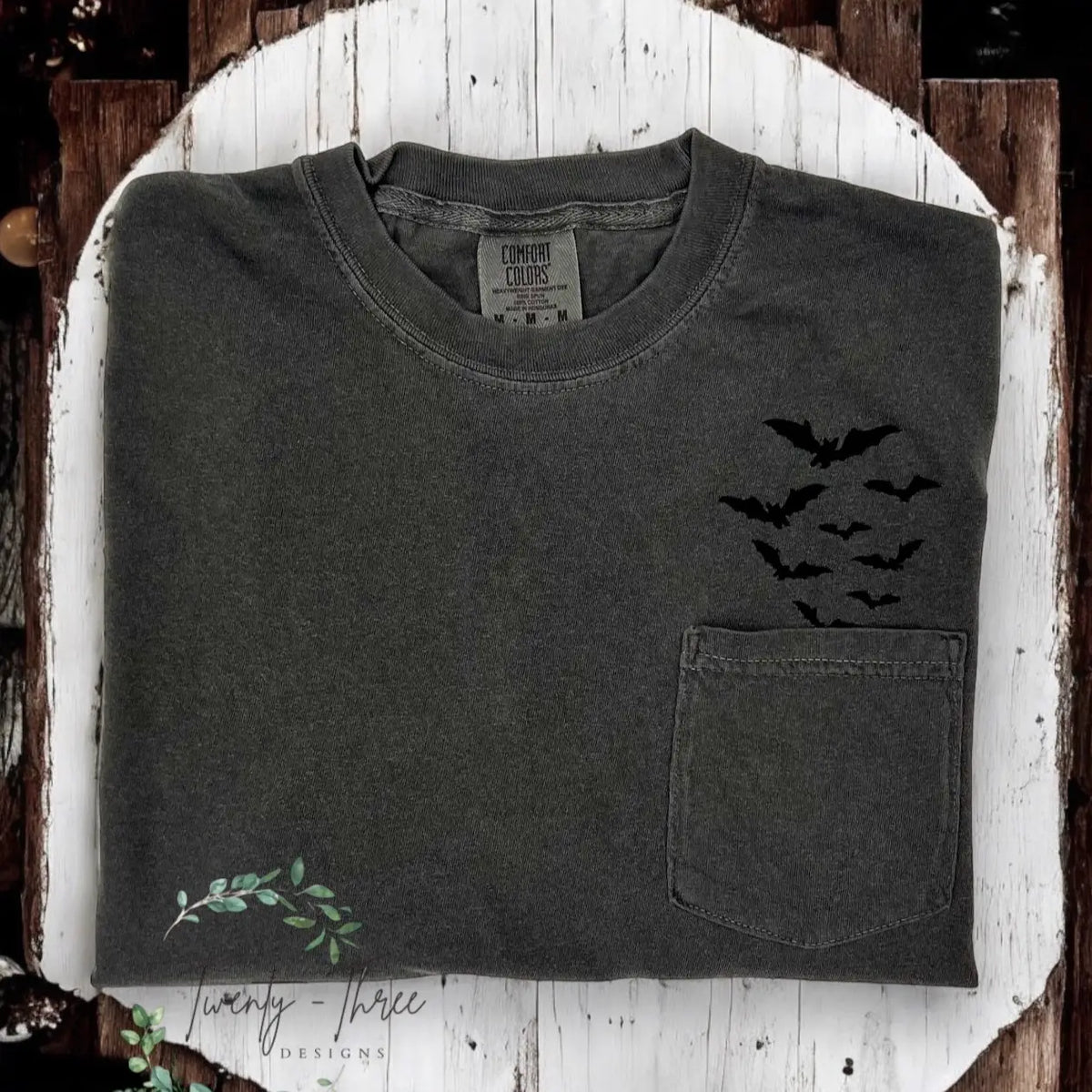 Embroidered Bat Pocket Tee Shirt