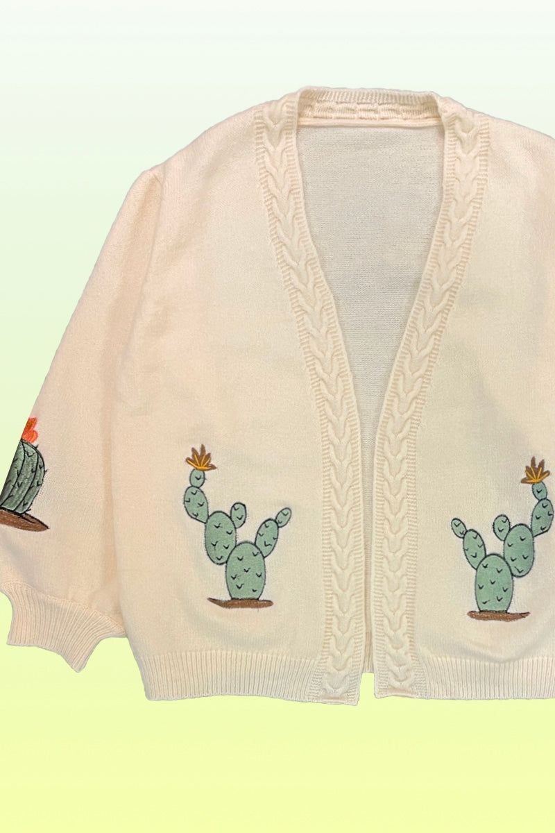 Embroidered Cactus Cardigan