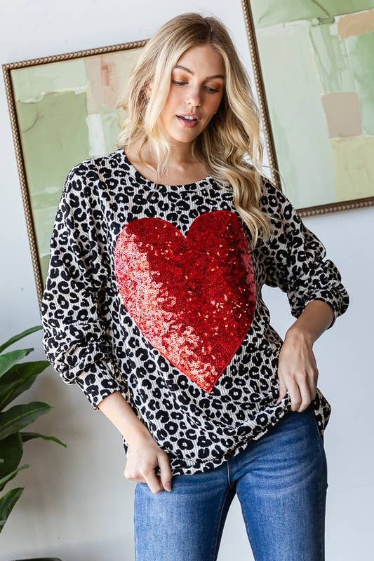 ANIMAL PRINT TOP W/ Heart