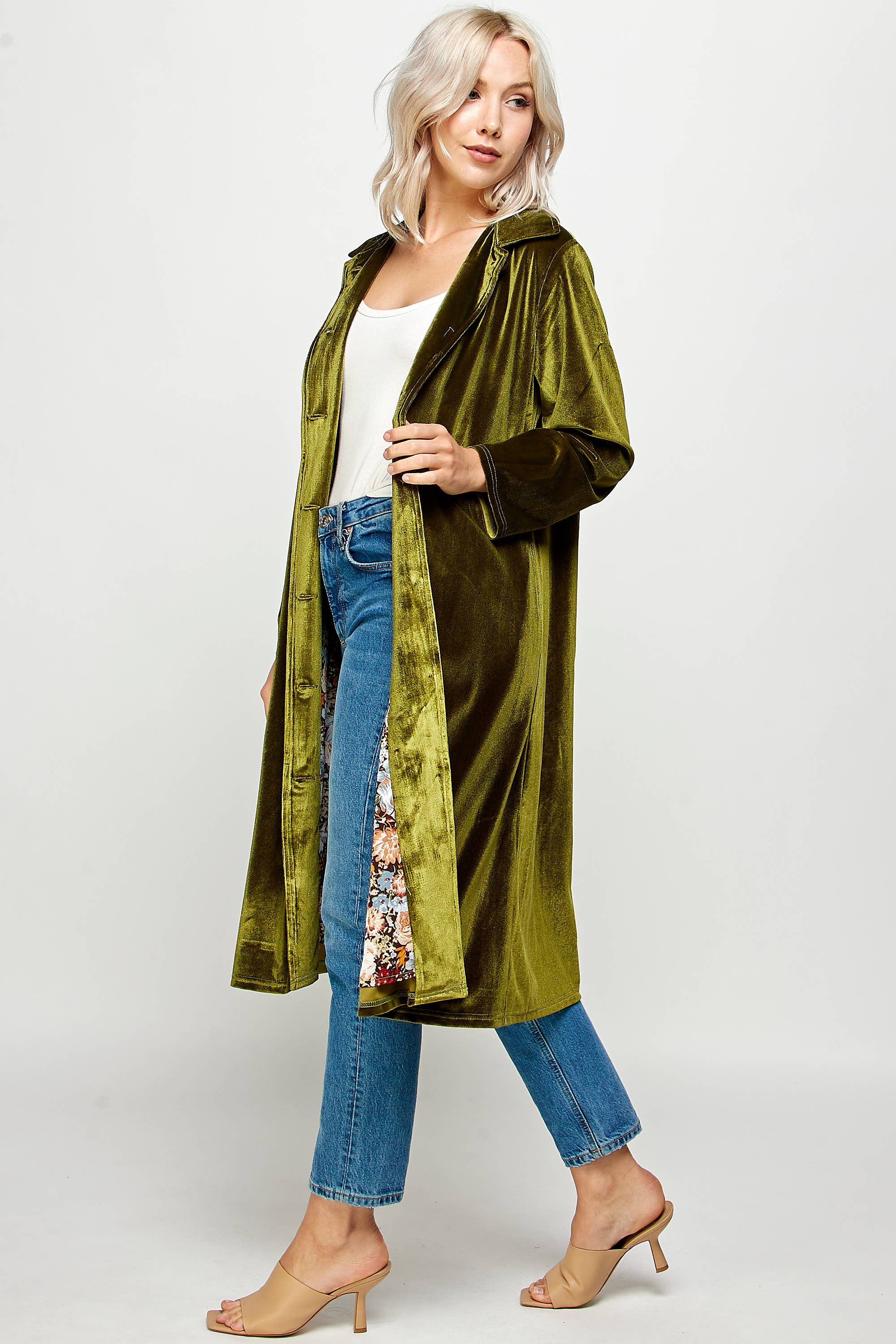 Long Sleeve Velvet Duster