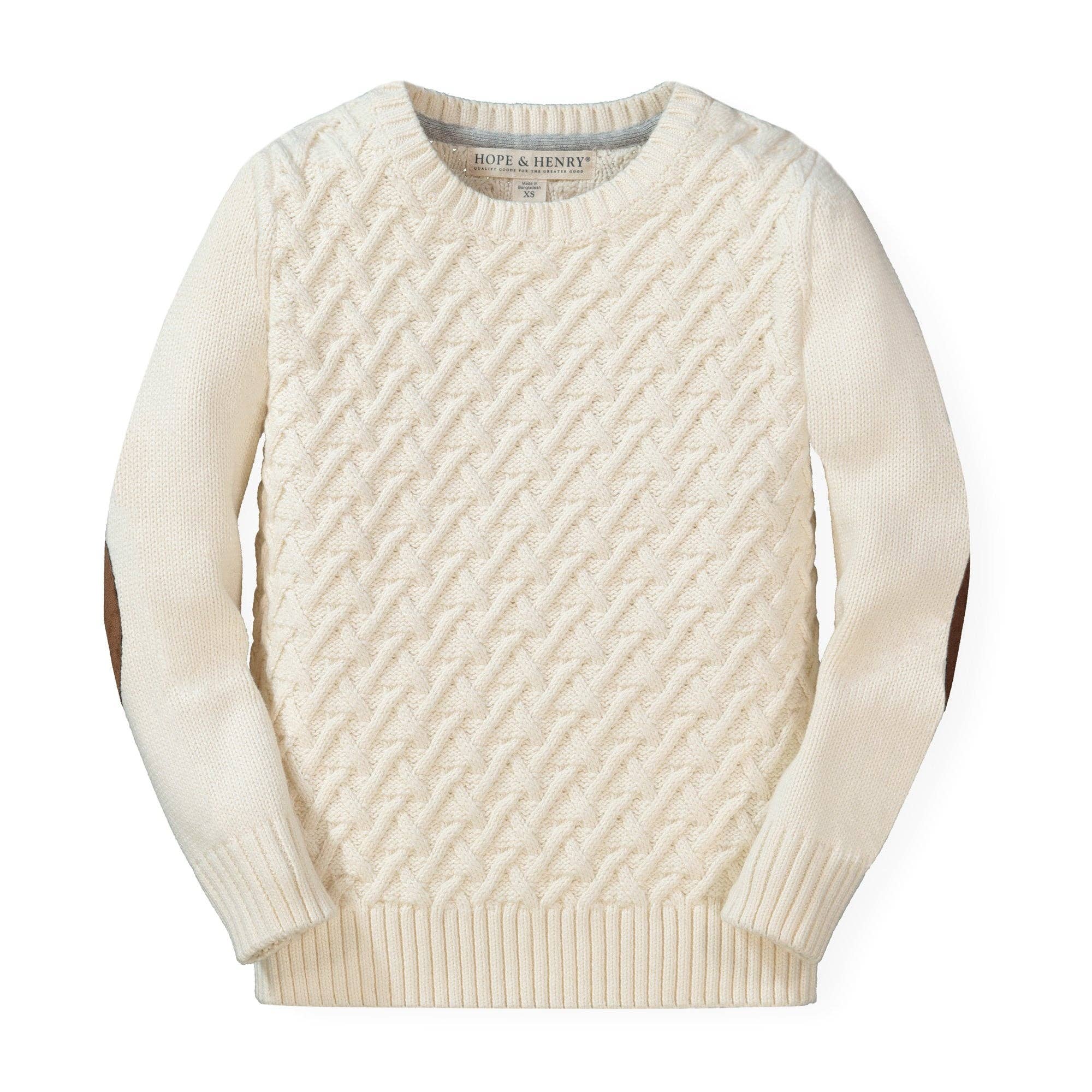 Herringbone Cable Sweater with Elbow Patches