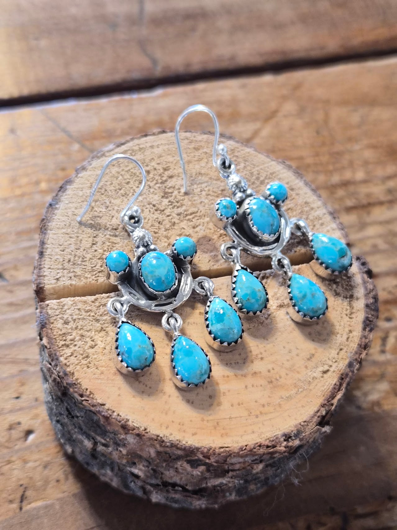 Kingman Turquoise Chandelier Earring #64
