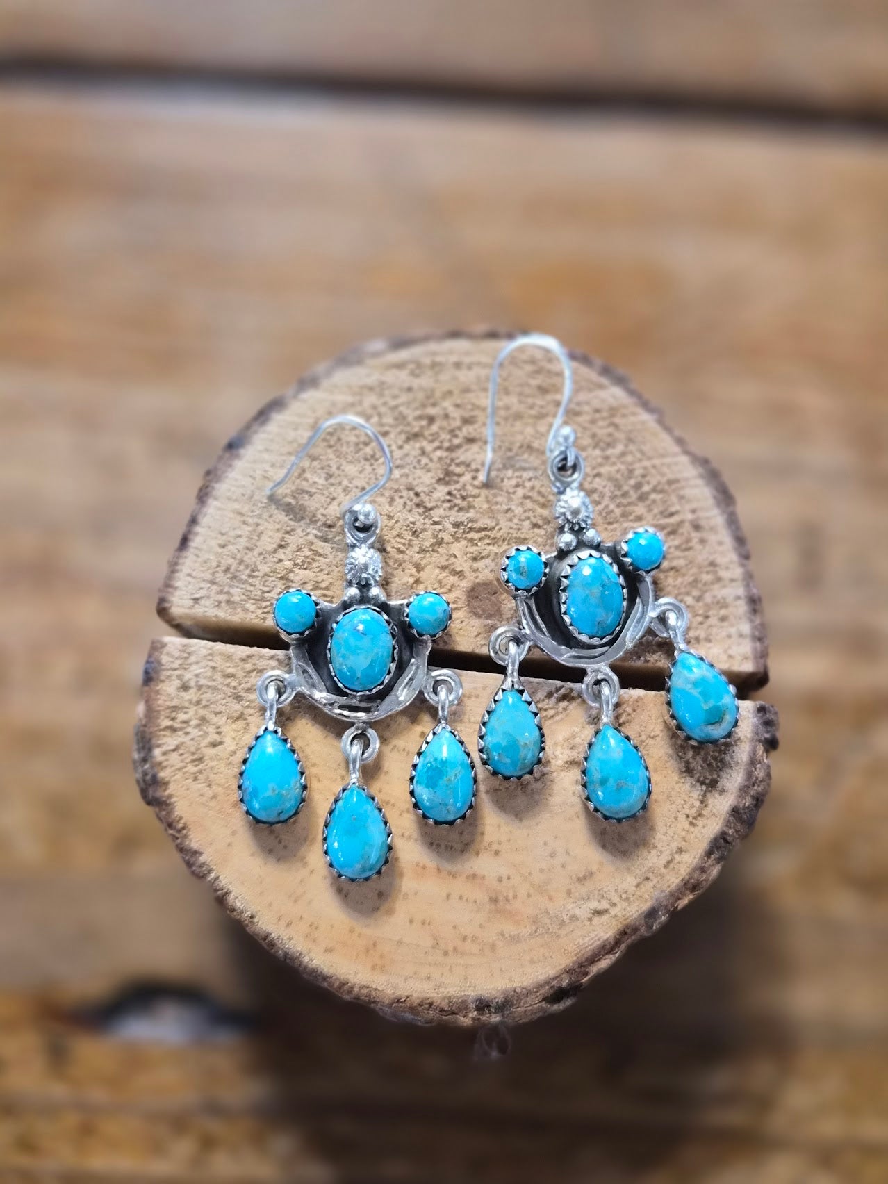 Kingman Turquoise Chandelier Earring #64