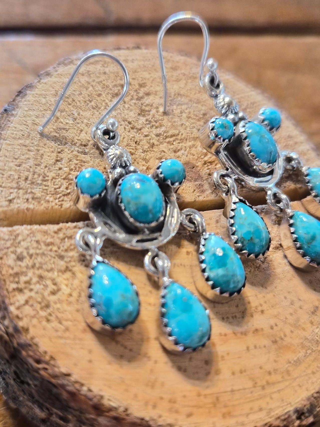 Kingman Turquoise Chandelier Earring #64