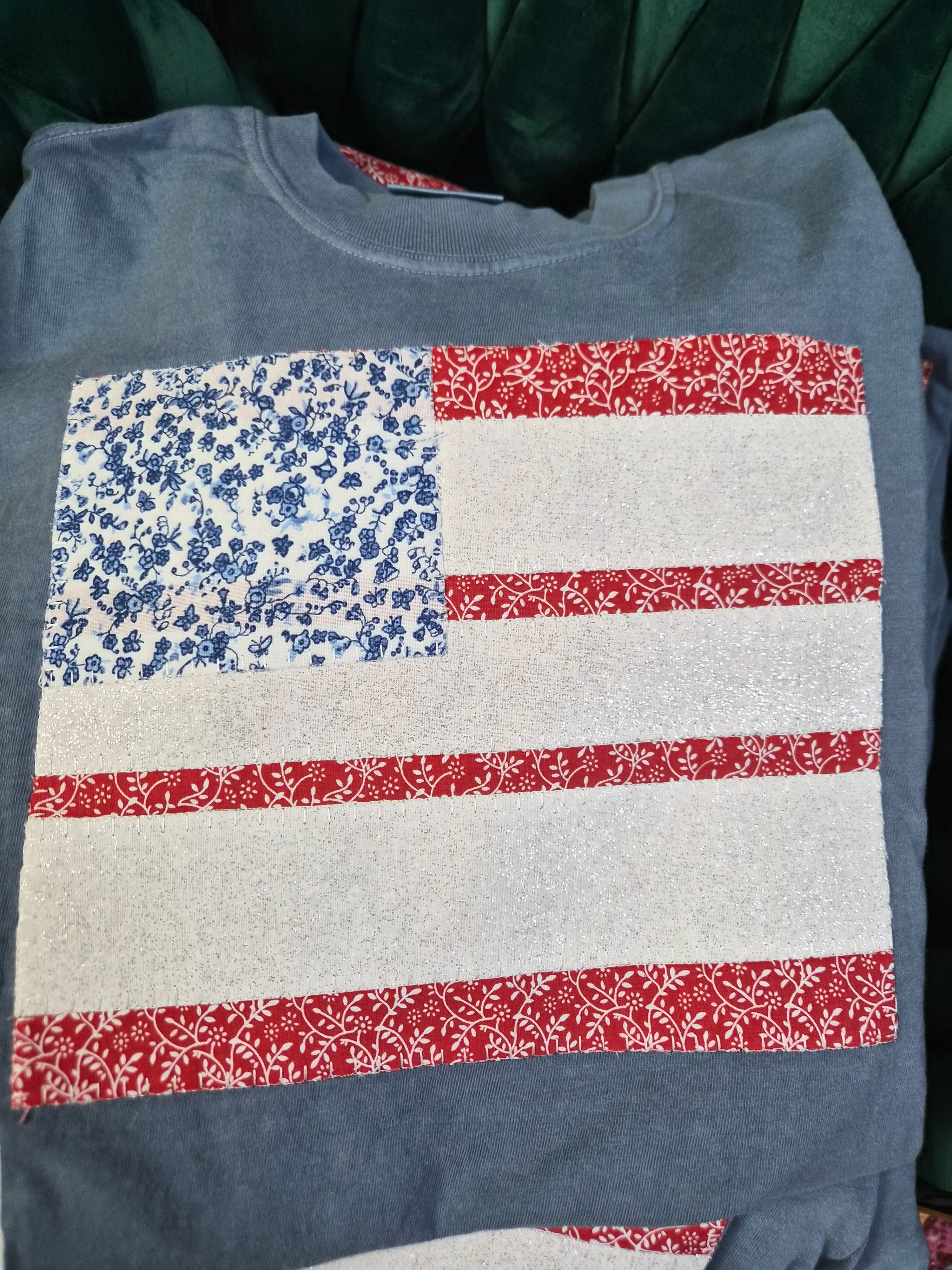 American Flag Applique tee
