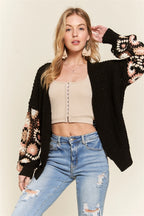 Multi Color Sleeve Crochet Cardigan