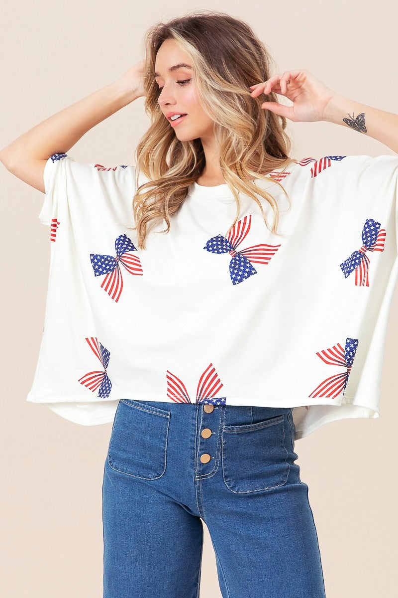 Fourth Of July Bow French Terry Top