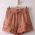Lace Contrast Detail Woven Shorts