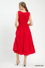 Smocked Waist Tiered Midi Dress