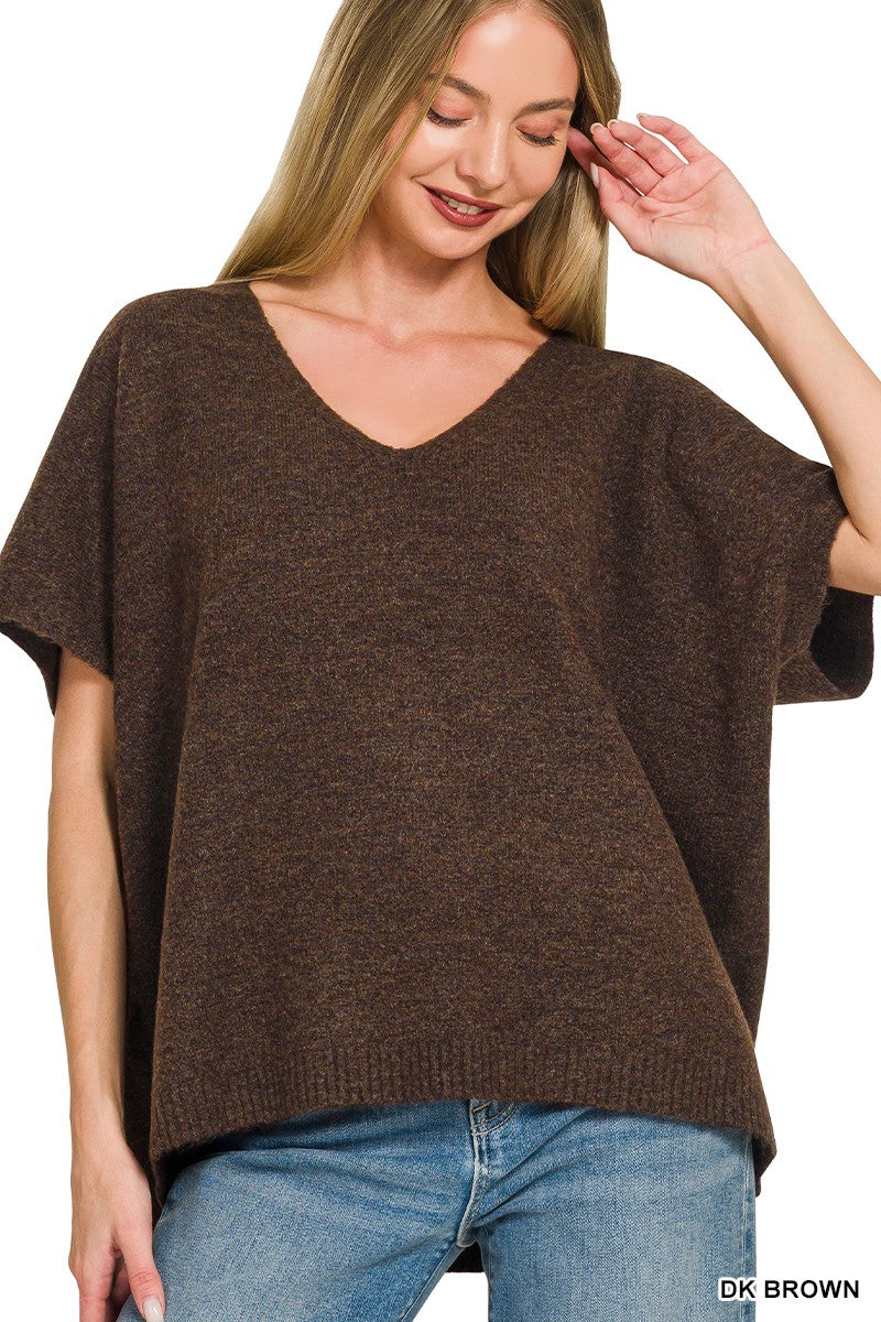 V-neck Short Sleeve Sweater