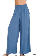 Smocked Waistband Wide Leg Lounge Pants