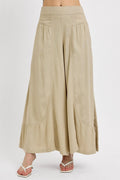 Shirring Detailed Pull On Linen Pants