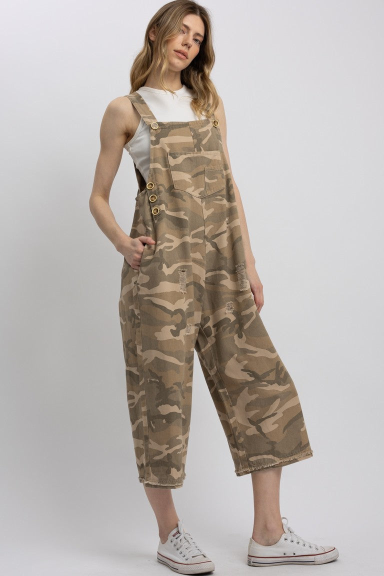 Camo Boxy Midi Length Wide leg Overall