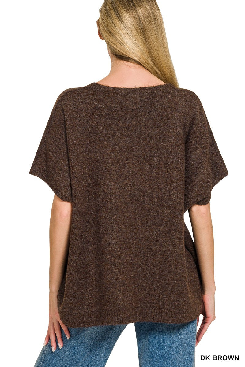 V-neck Short Sleeve Sweater