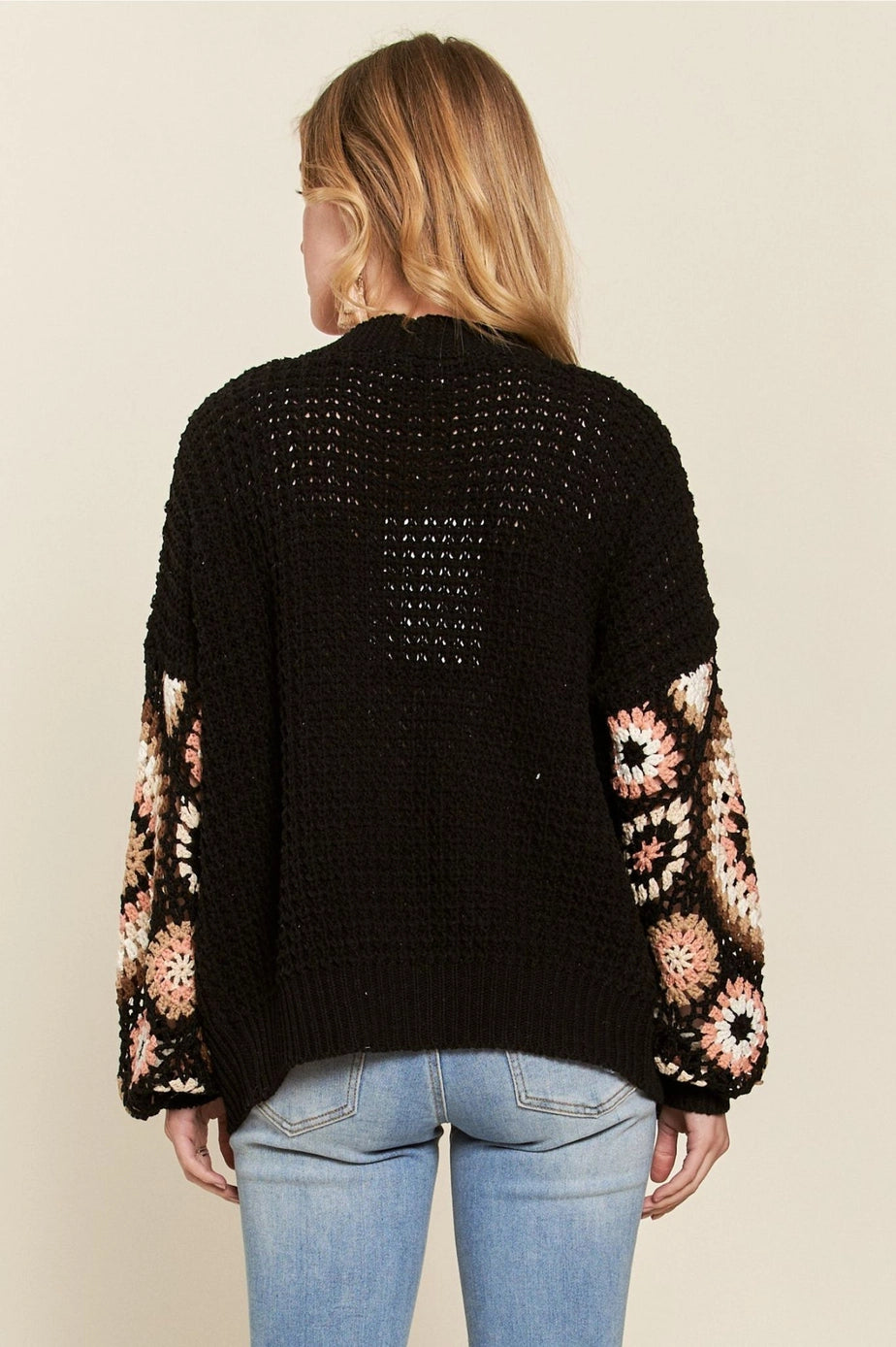 Multi Color Sleeve Crochet Cardigan