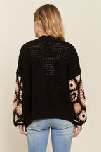 Multi Color Sleeve Crochet Cardigan