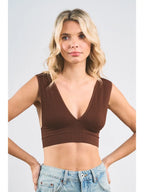 Deep V Neck Low Back Sleeveless Top