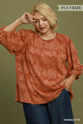 Paisley Textured Puff Sleeve Blouse