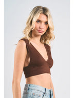 Deep V Neck Low Back Sleeveless Top