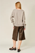 Cozy Dog Graphic V-Neck Sweater Top