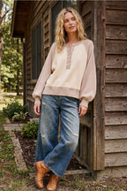 Color Block Henley Sweater