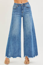 High Rise Ankle Wide Jeans