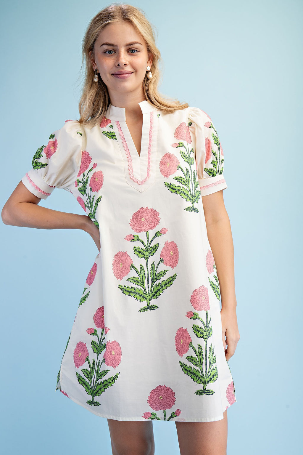 Floral Print Notch Neck Dress