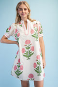 Floral Print Notch Neck Dress