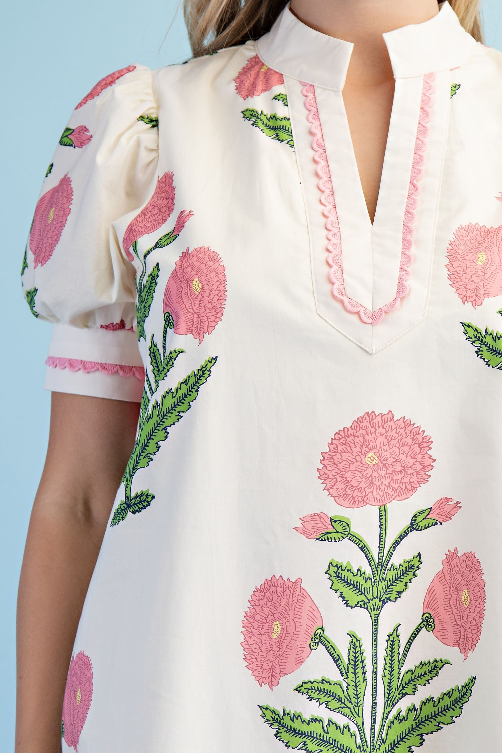 Floral Print Notch Neck Dress