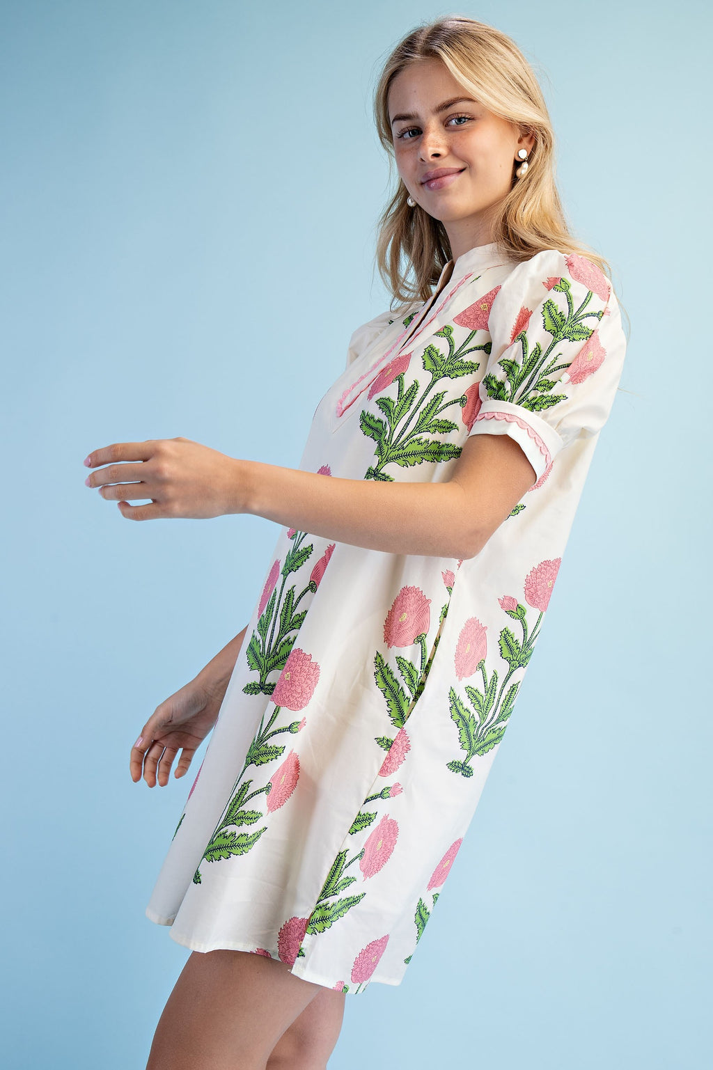 Floral Print Notch Neck Dress