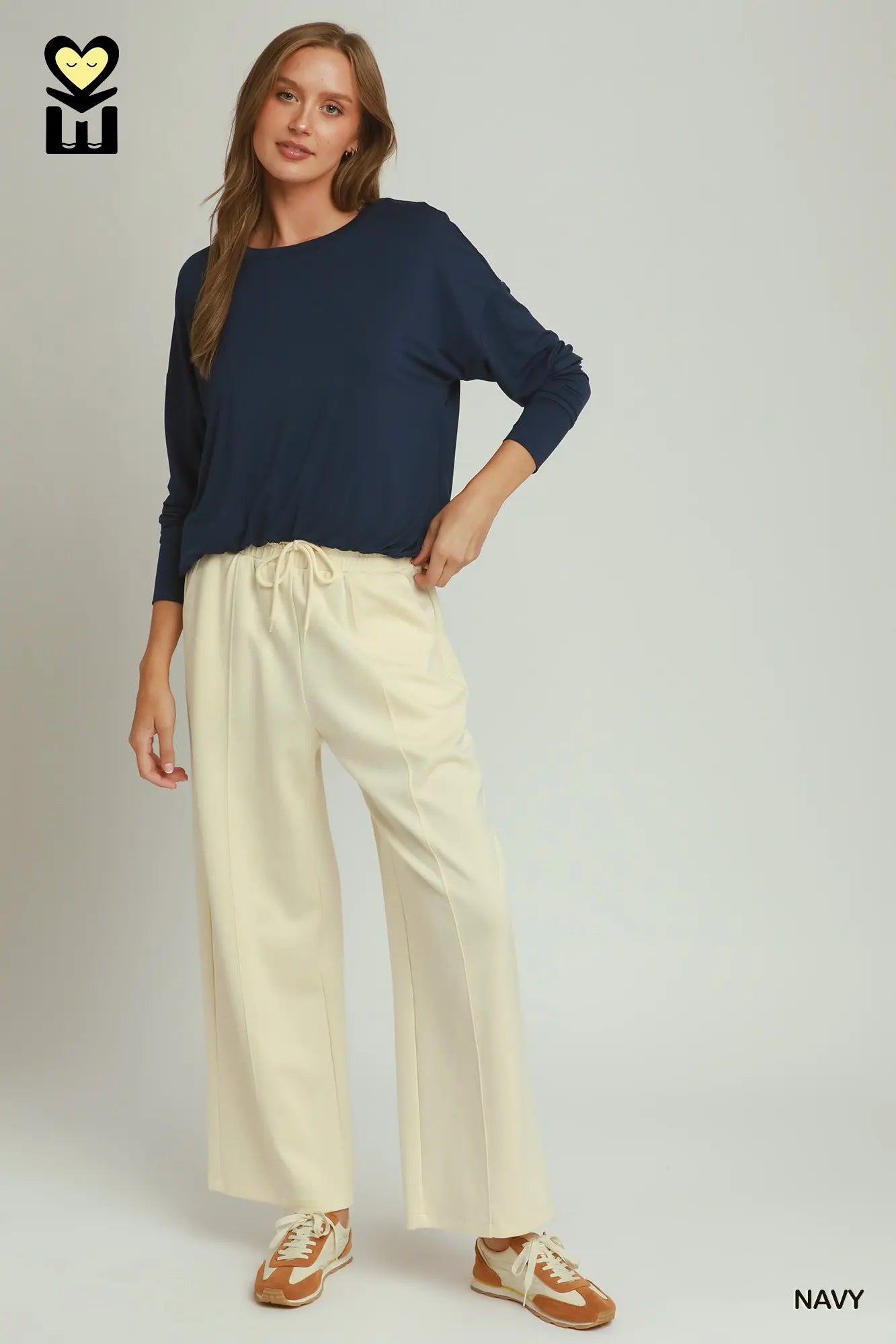 Double Lined Bubble Hem Long Sleeve Top