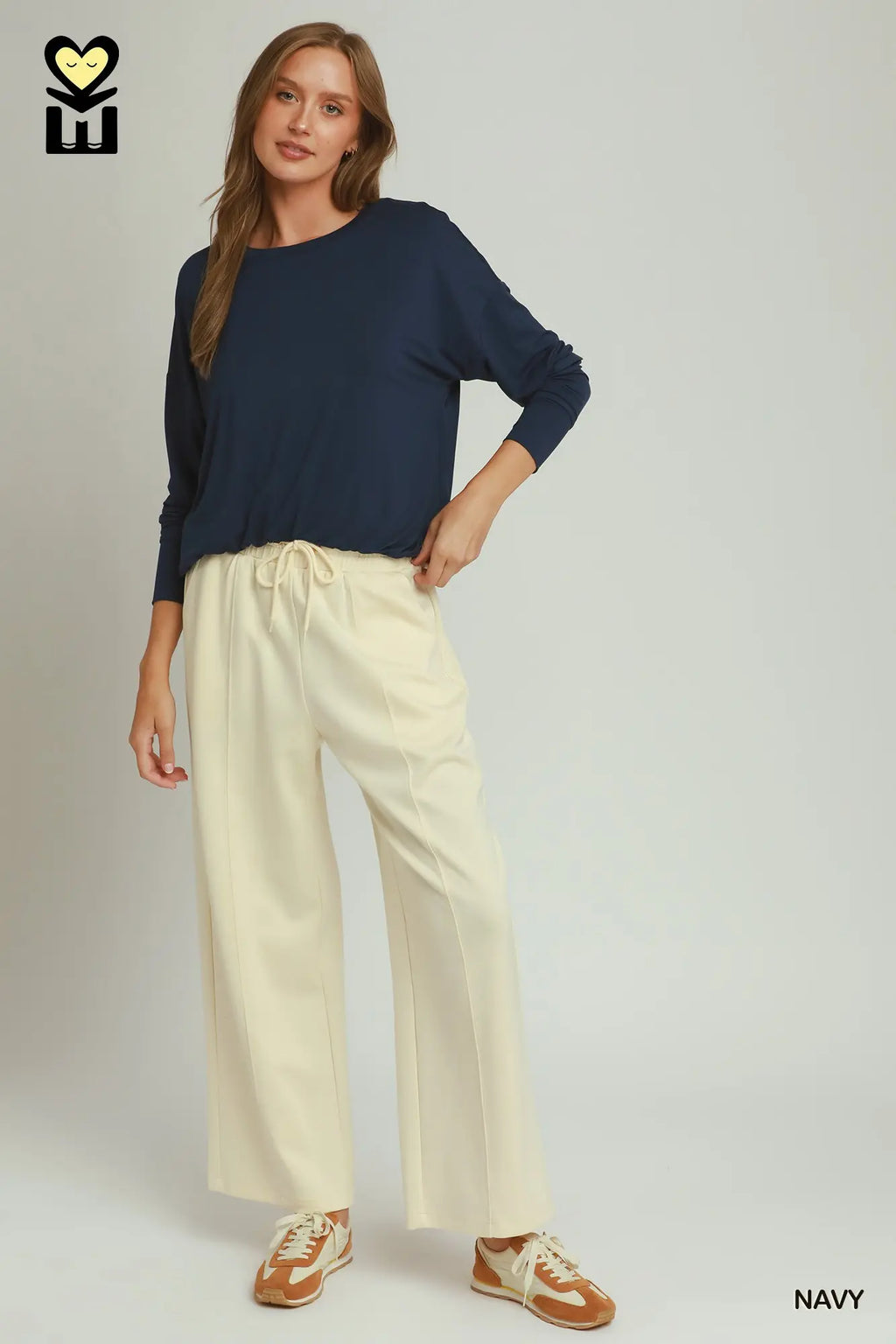 Double Lined Bubble Hem Long Sleeve Top