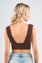 Deep V Neck Low Back Sleeveless Top