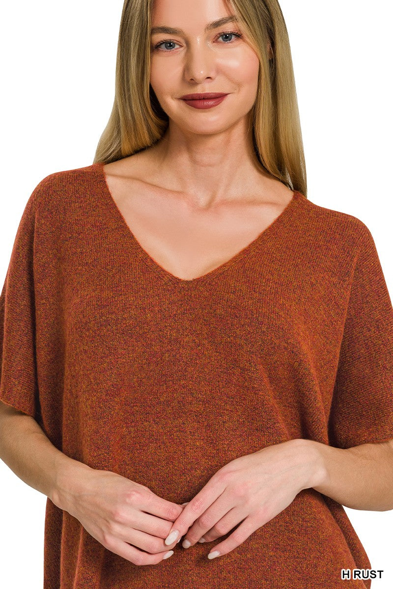 V-neck Short Sleeve Sweater