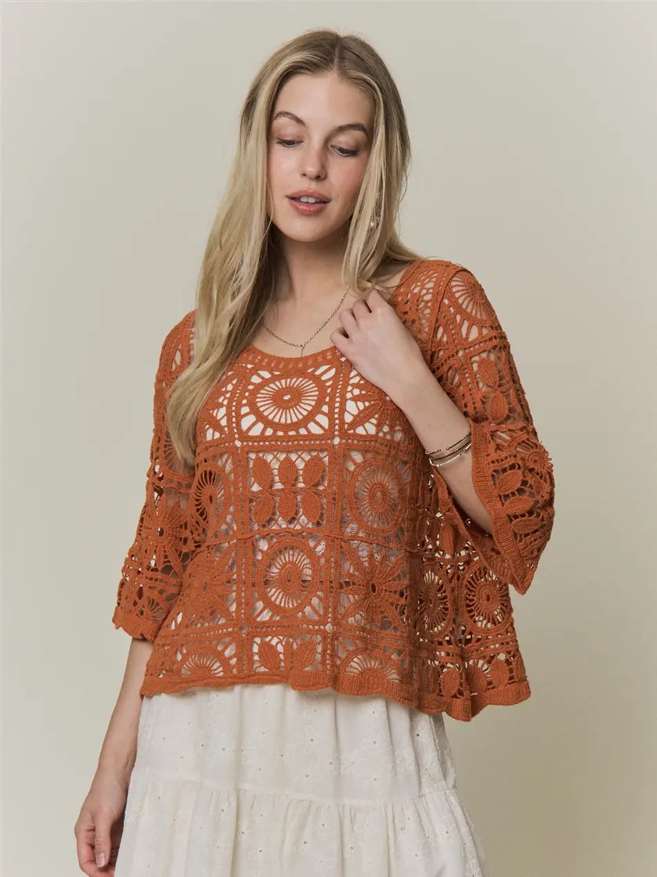 Open-Knit Square Crochet Top